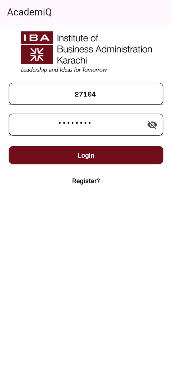 Login screen with an ERP number