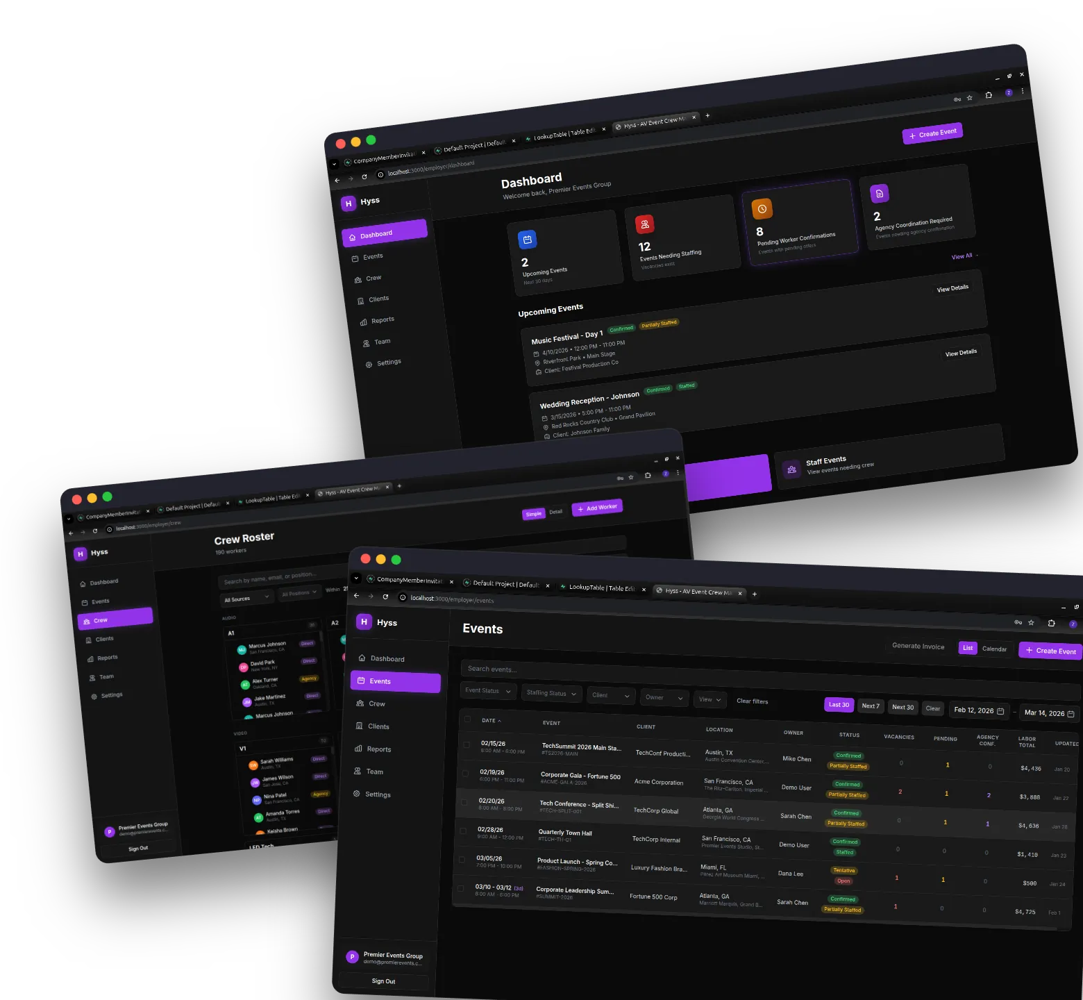 Hyss employer dashboard and freelancer app