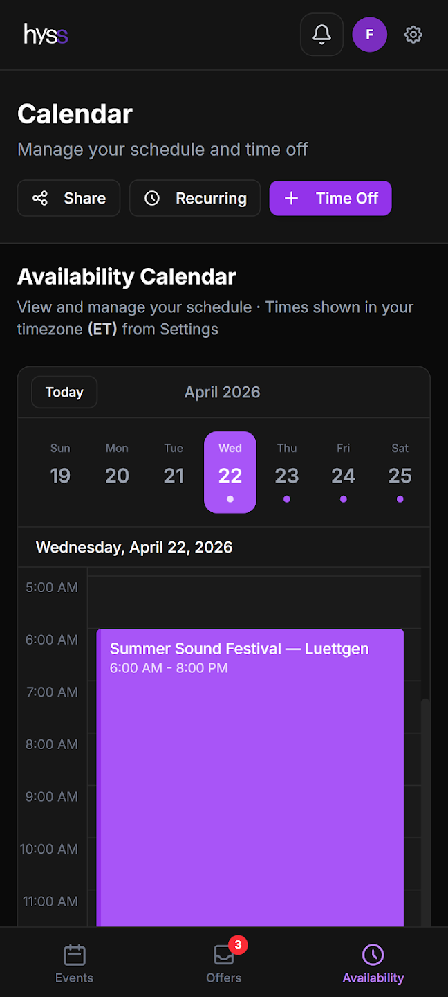 Hyss freelancer availability