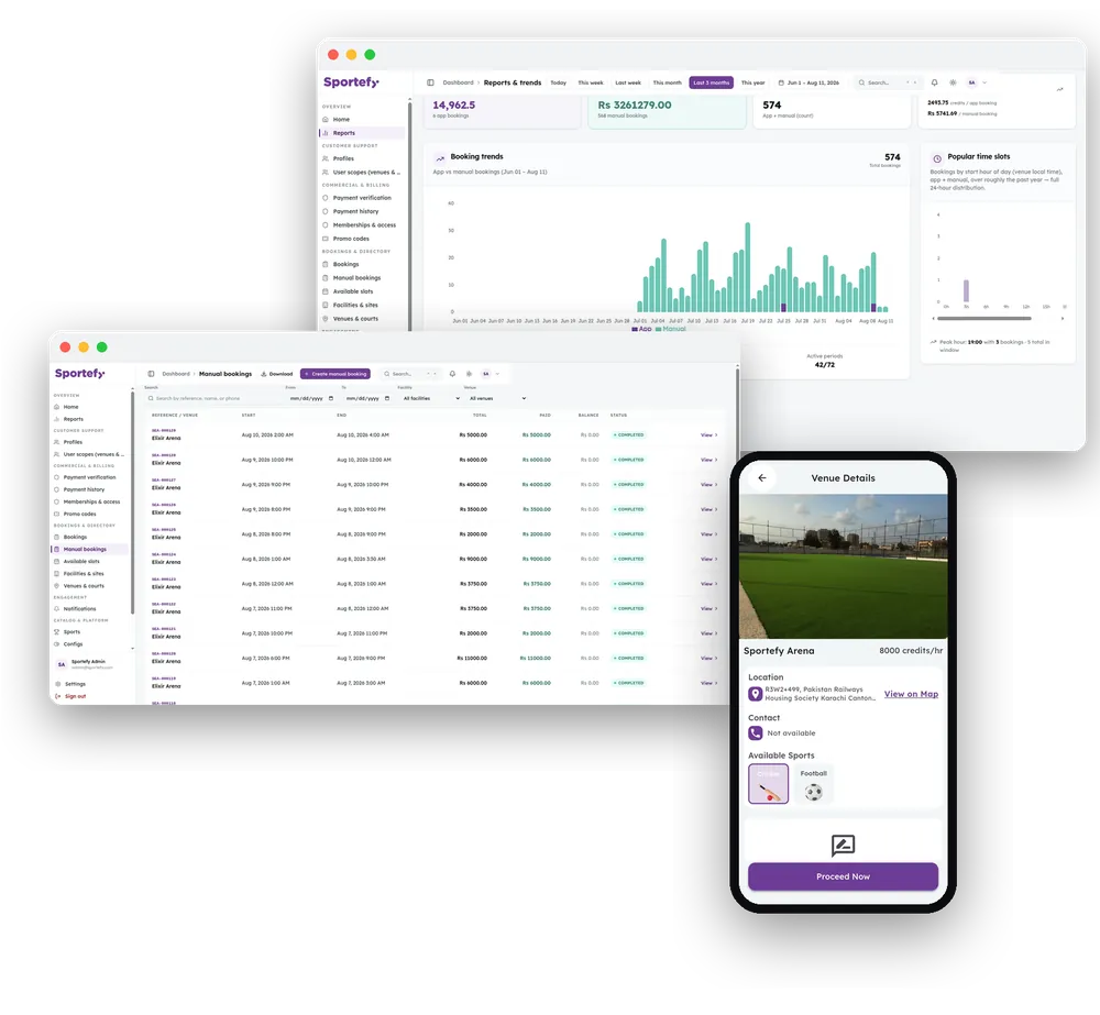 Sportefy app and dashboard